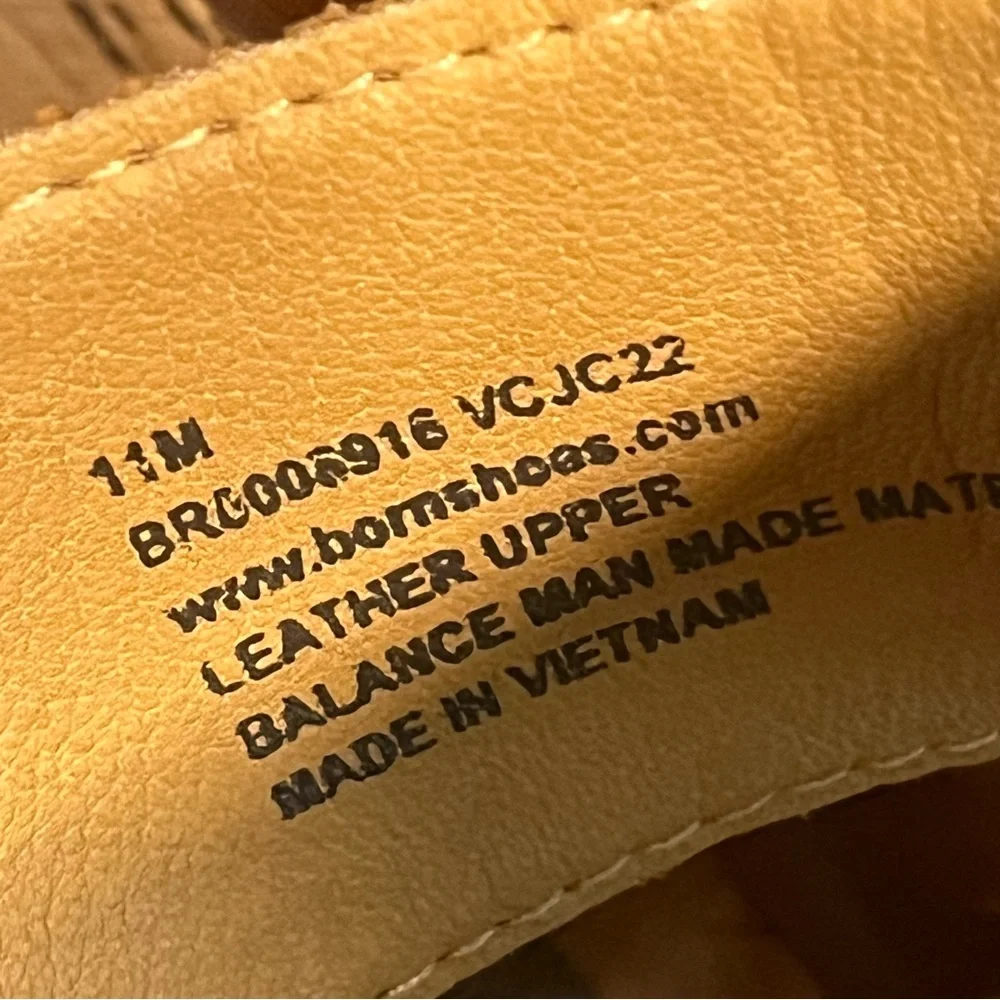 Born Cork High Wedge Sz 11 Tan Brown Leather Sandal Strap Slip On Buckle EUC